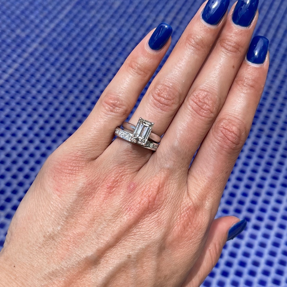 3.75 Carat Solitaire Emerald Cut Diamond Ring - Picture 1 of 3